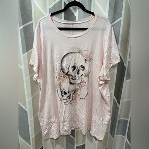 Torrid Light Pink Skull Graphic Tee